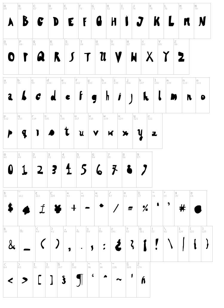 HVD Steinzeit font map